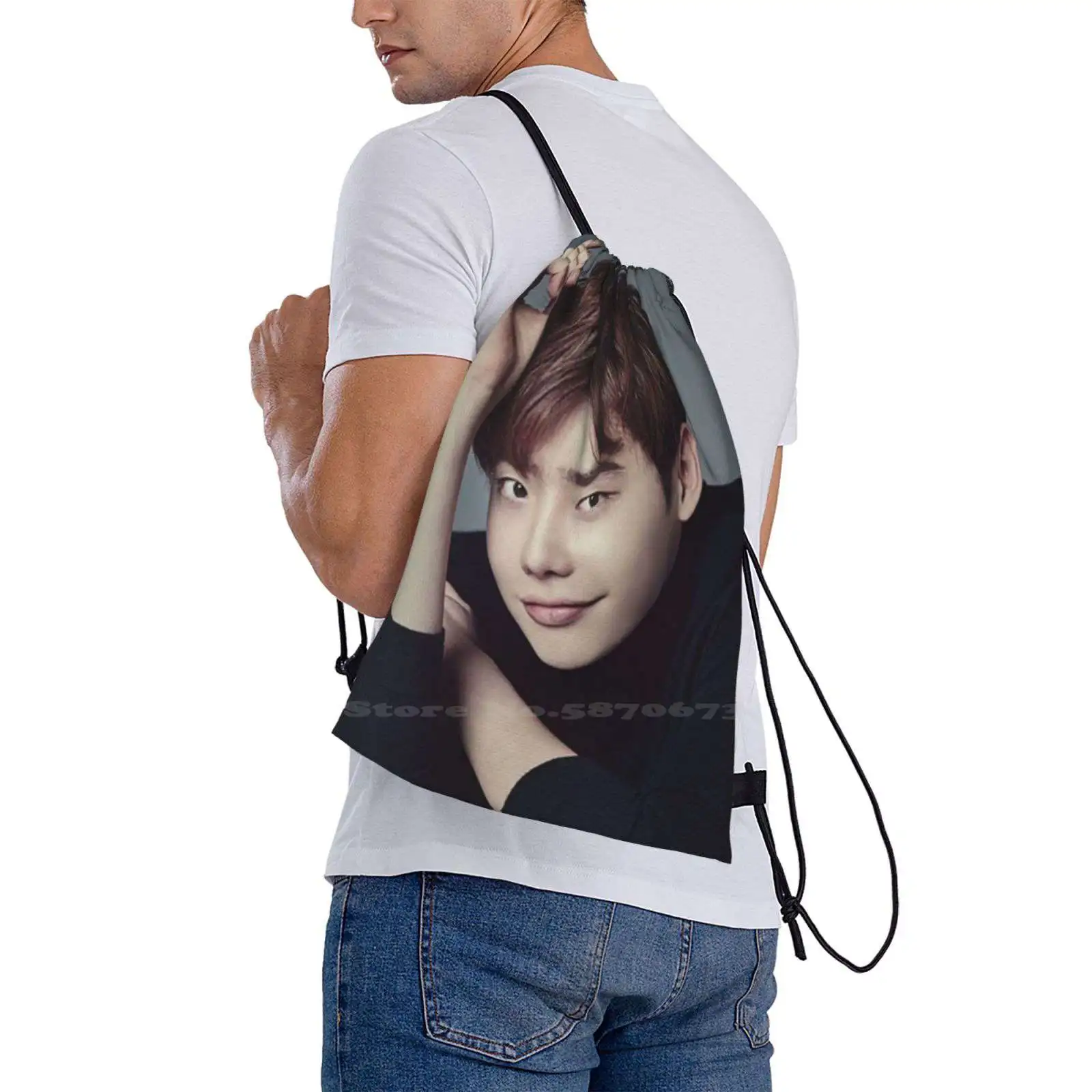 Lee Jong Suk Portrait Fashion Travel Laptop School Backpack Bag Korean Lee Jung Suk Handsome Cute Cool Kim Woo Bin Park Shin