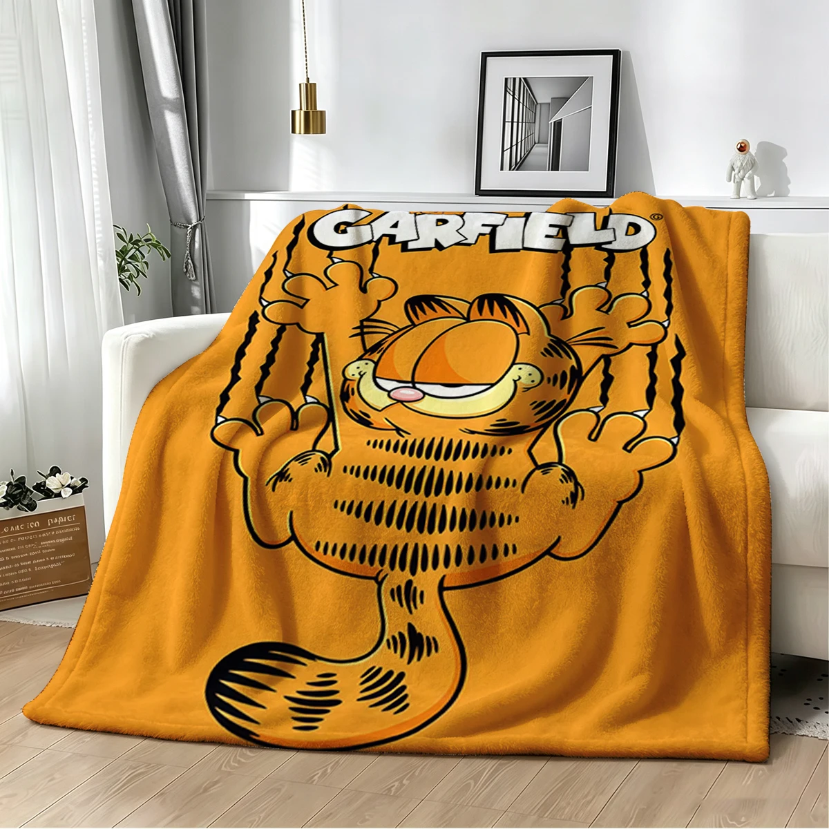 YELLOW CAT G-Garfield Flannel Blanket Warm Soft Halloween Christmas Couch Warm Cozy Decorative Decor Gift for All Season