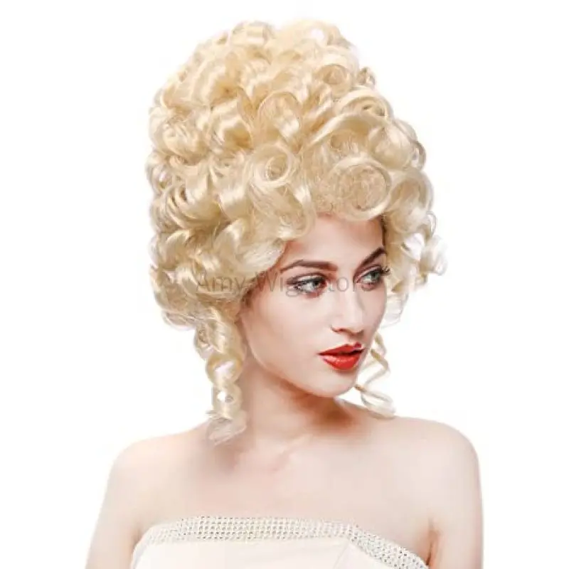 Retro Vintage Perücke Hoch Beehive Perücke Blonde Locken Verworrene Lange für Frauen Königin Kostüm Cosplay Partei Haar Barock 18th Century perücke