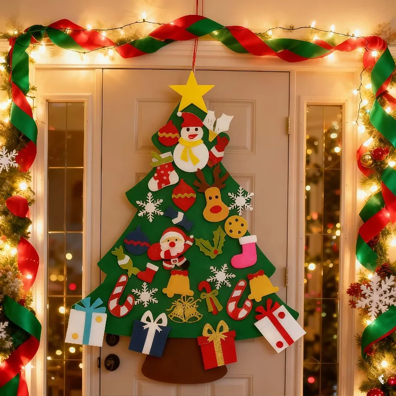 26/32PCS Christmas DIY Felt Christmas Tree Navidad  New Year Christmas Ornament Santa Claus Parent Child Xmas Interactive Gift