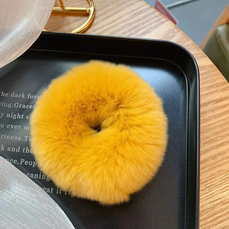 1Pcs Rabbit Plush Large Intestine Hair Ring, High Grade, Ponytail Tie Hair Rope, Internet Red Style, Cute Hair Accessories view 4