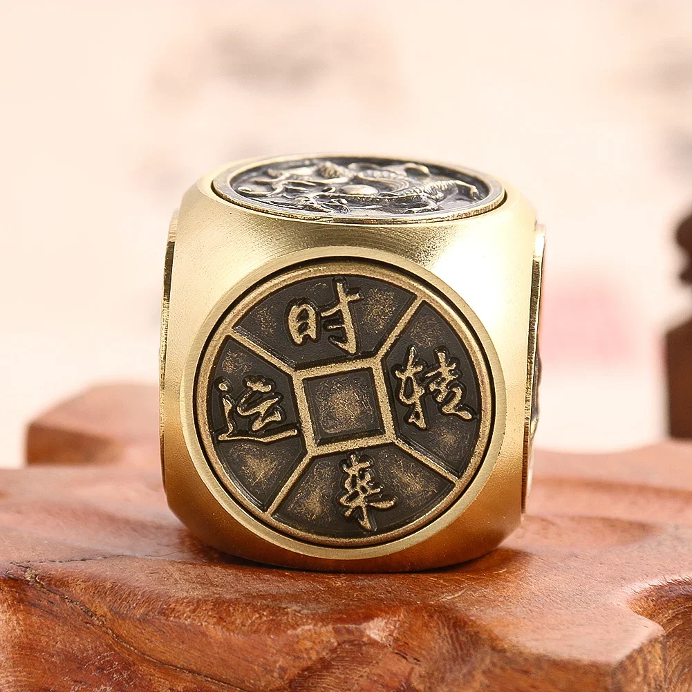 1PC Six Sides Beast Transfer of Goods Pure Copper Decompression Dice Hand Piece of Artifact Attract Wealth Feng Shui Ornament