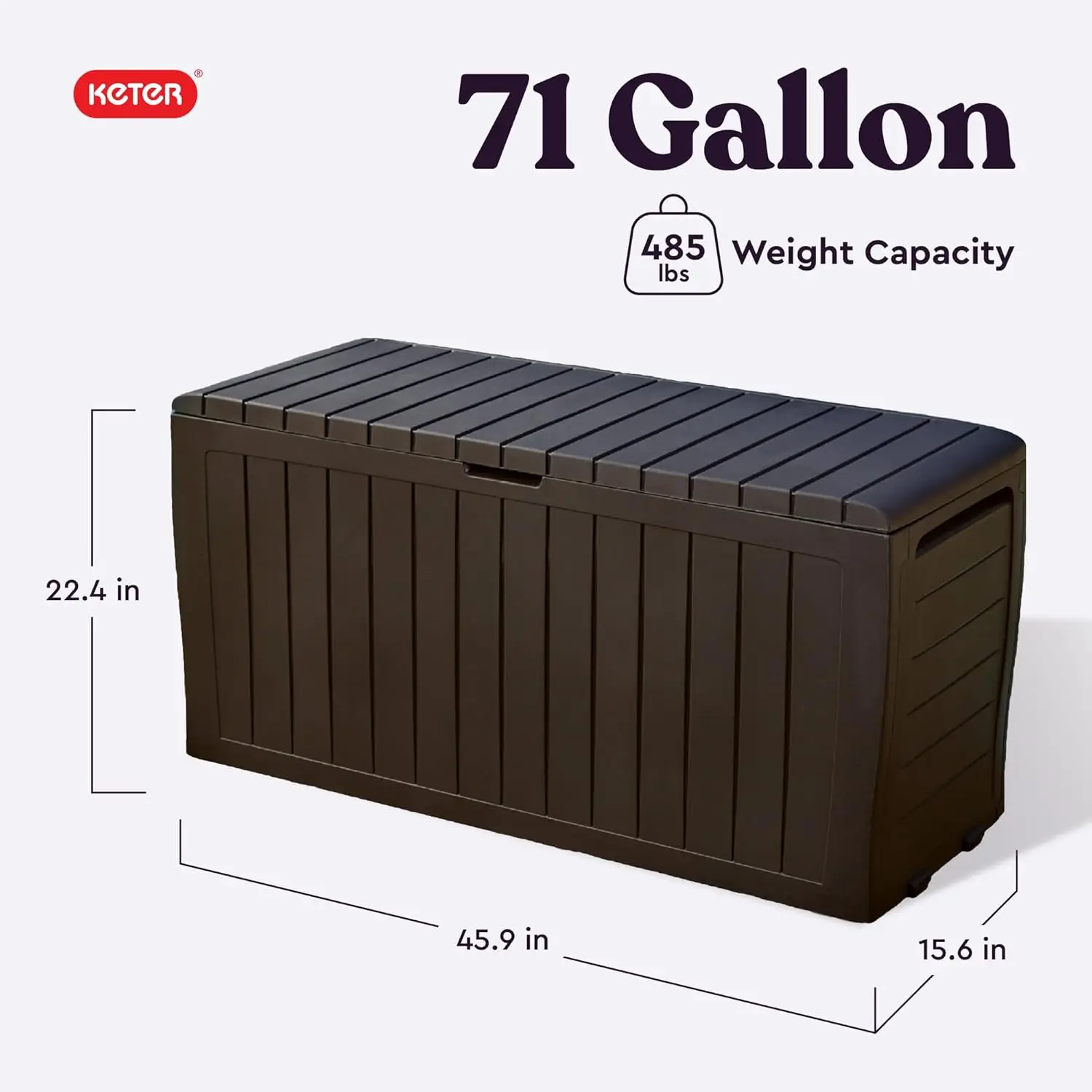 Marvel Plus 71 Gallon Resin Outdoor Storage Box for Patio Furniture Cushions, Throw Pillows, Garden Tools and Pool Floats, Brown