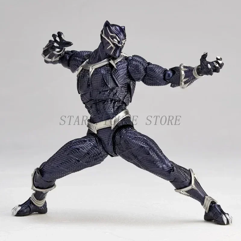 Geweldig Yamaguchi Black Panther actiefigurencollectiemodel 15 cm Kaiyodo Revoltech # 030 Marvel T Challa beweegbaar beeldje speelgoed