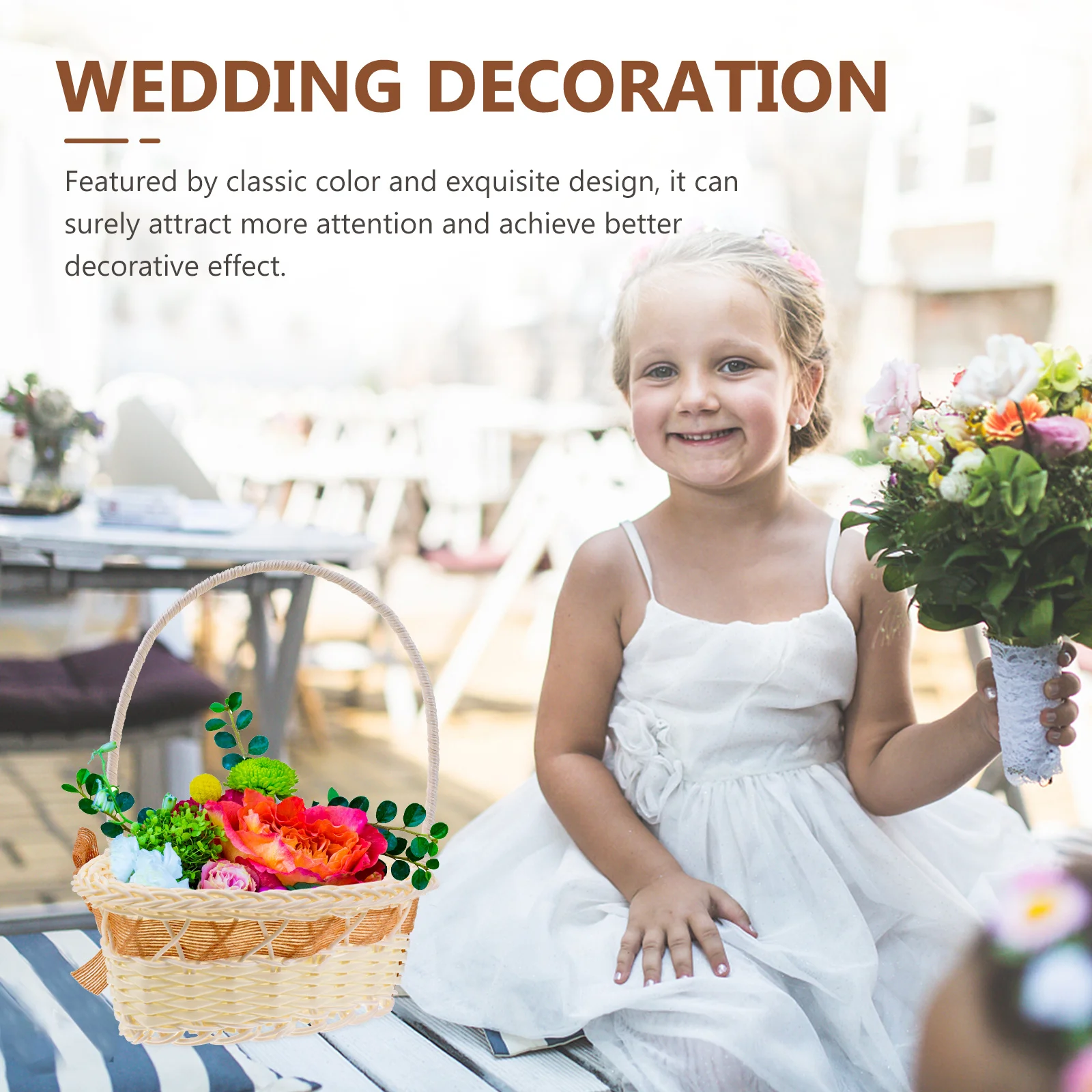 Heart Shaped Flower Wedding Rattan Handheld Storage Container Party Decoration Flower Accessory Bridal Shower Petal Basket