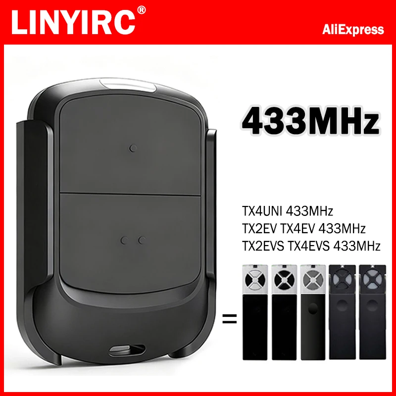 Clone TX2EV TX4EV TX2EVS TX4EVS TX4UNI Garage Door Remote Control Duplicator 433MHz Rolling Code Hand Transmitter
