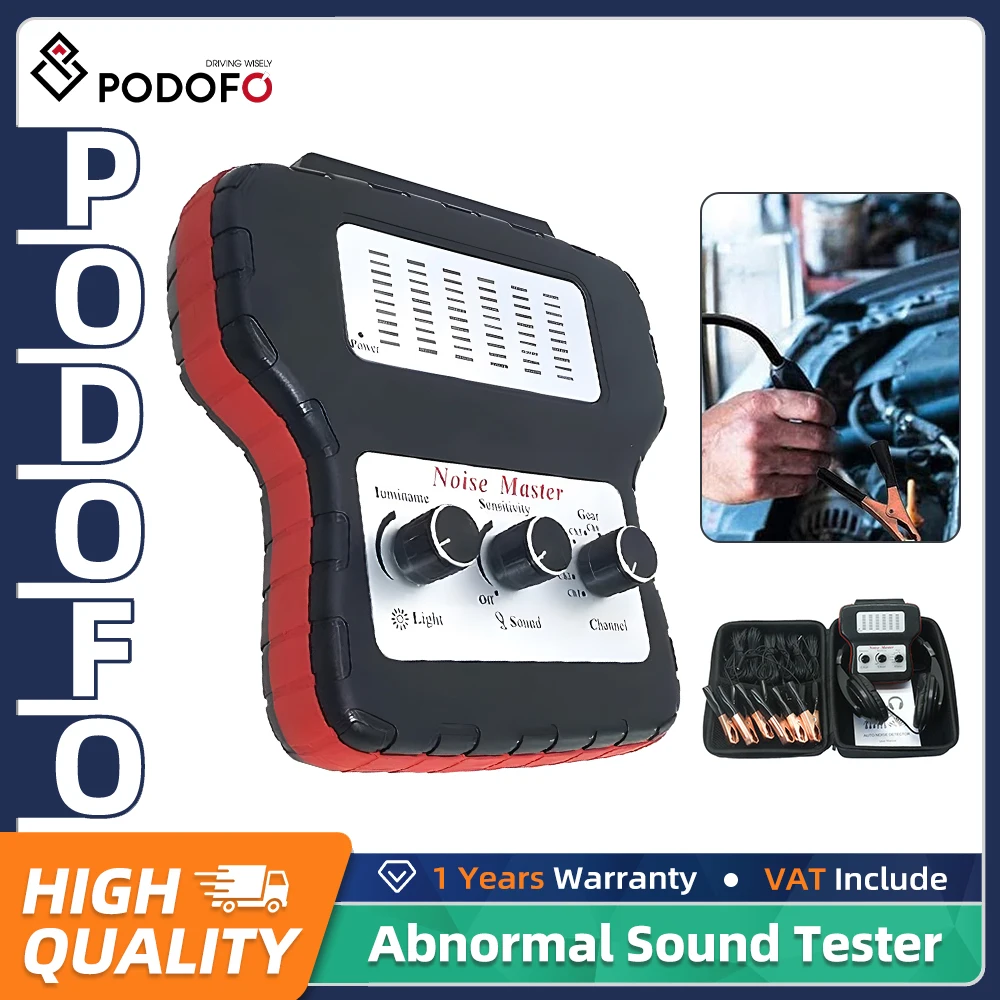 Stéthoscope automobile Podofo avec 6 canaux et indicateurs lumineux colorés, kit de diagnostic automobile, identifie les bruits dérangeants dans les voitures, les camions, les machines lourdes et les équipements agricoles