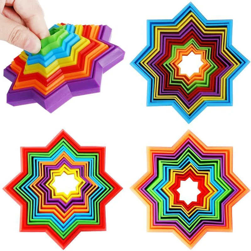 Magic Star 3D Tower Ring Spiral Star Stereo Stacking Stress Relief Toys ADHD Autism Anxiety Treatment Children's Puzzle Toy Gift