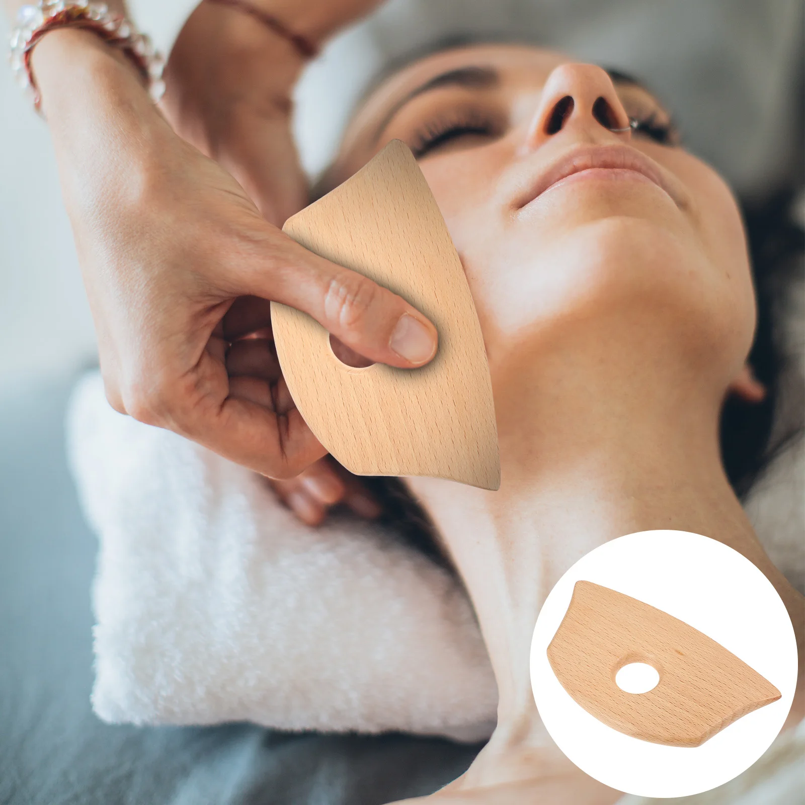 1 pz compatto raschiante in legno strumento portatile per massaggio Guasha per collo gambe posteriori leggero massaggiatore manuale bordo perline relax