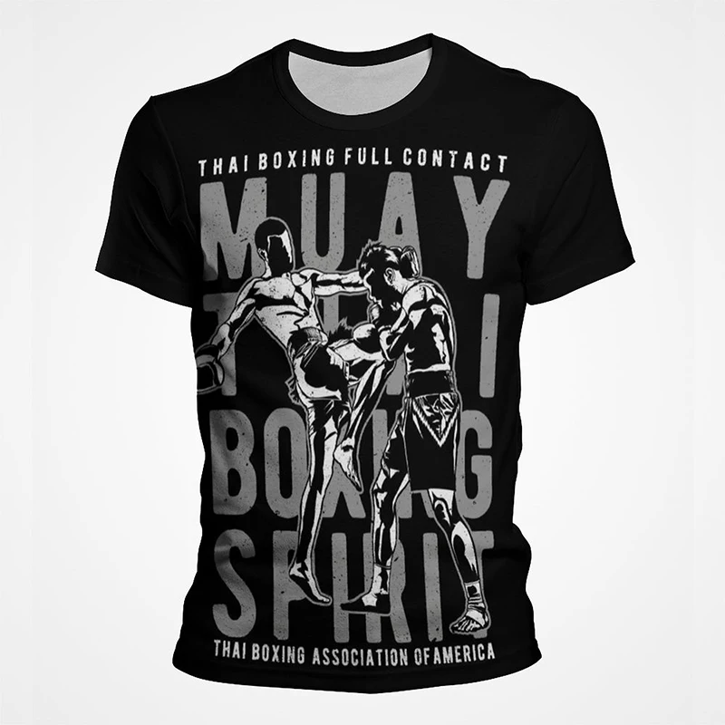 Muay Thai Gym Graphic T Shirt For Men 3D Thai Boxing Sports Printed Tee Shirts Kids Cool Streetwear Short Sleeves Quick Dry Tops