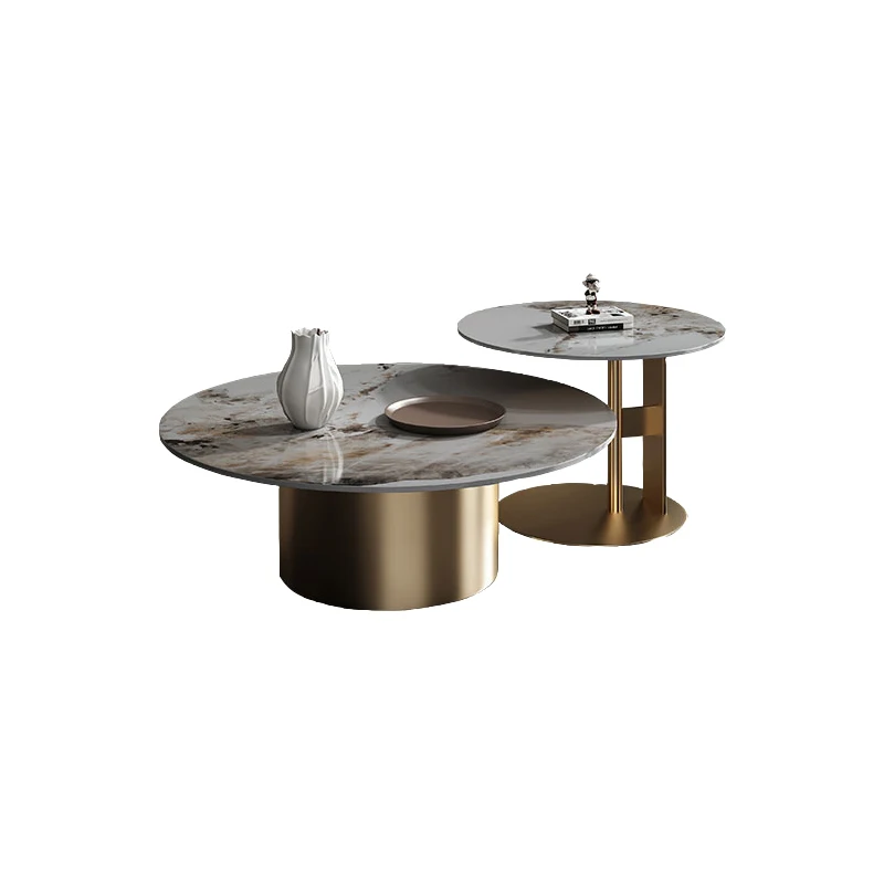 Aesthetic Coffee Tables Minimalist Metal Gold Leg Round Hotel Coffee Table Sets Metal Moveis Para Casa Livingroom Furniture