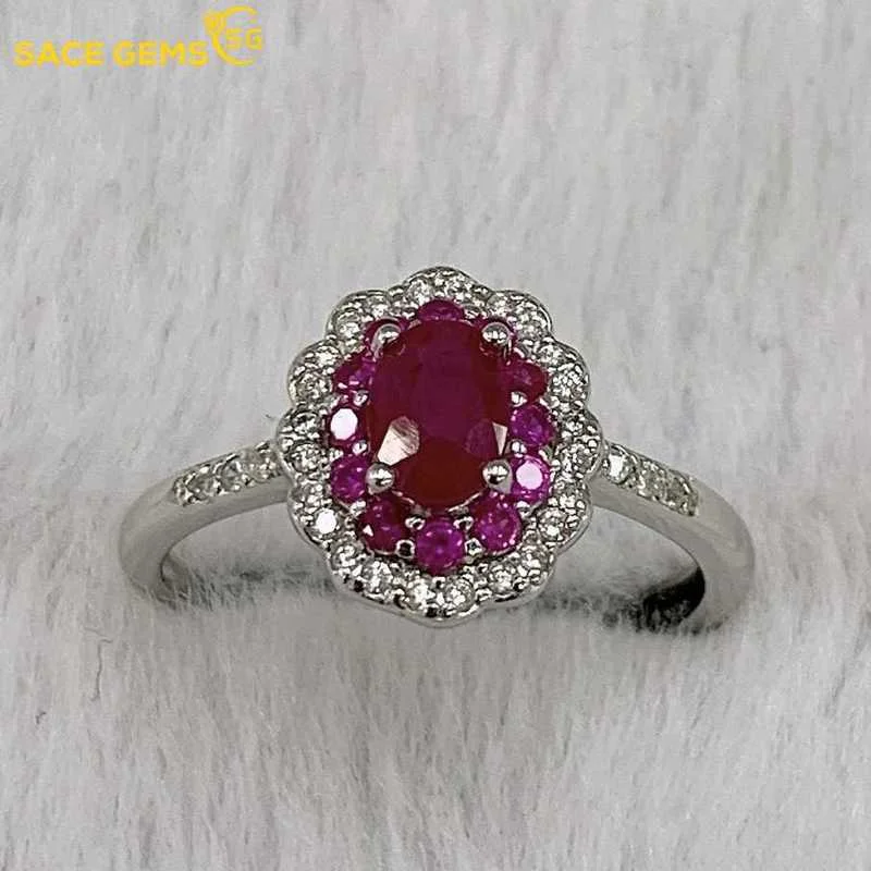 

SACE GEMS Resizable Ruby Rings for Women Fine Jewelry 925 Sterling Silver Wedding Party Fine Jewelry Festival Gift Wholesale