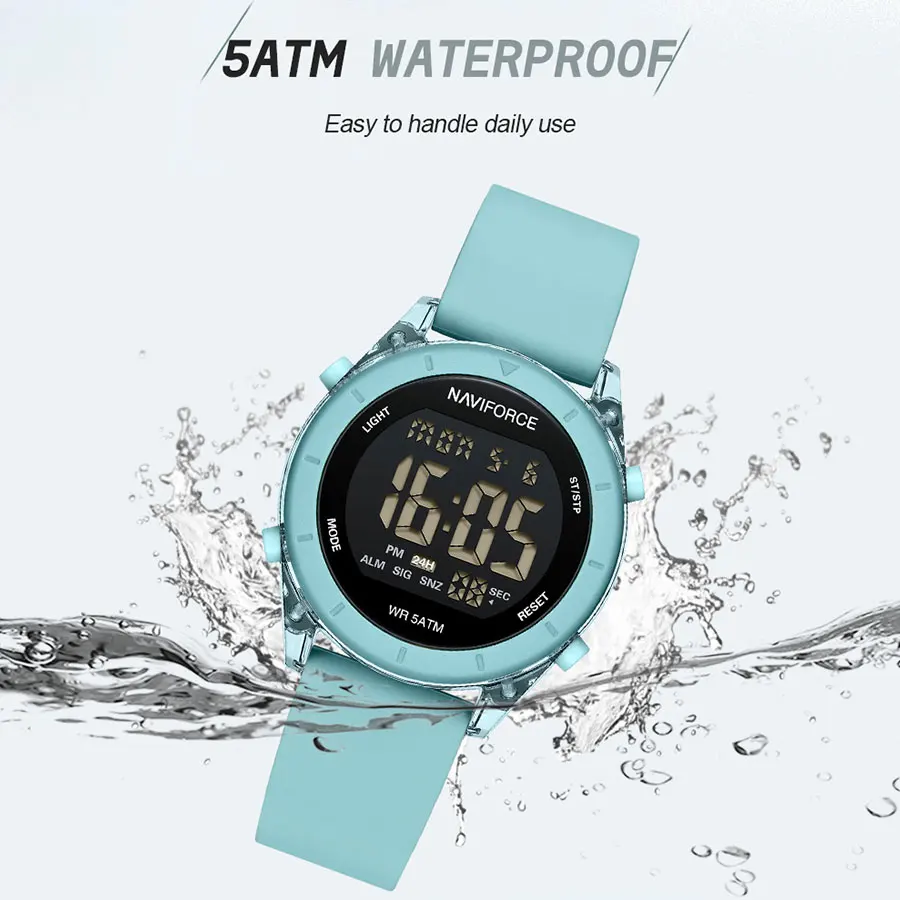 NAVIFORCE Women\'s Watches Thin Simple Waterproof Digital Sport Watch For Men LCD Electronic Clock Multifunc Outdoor Wristwatch