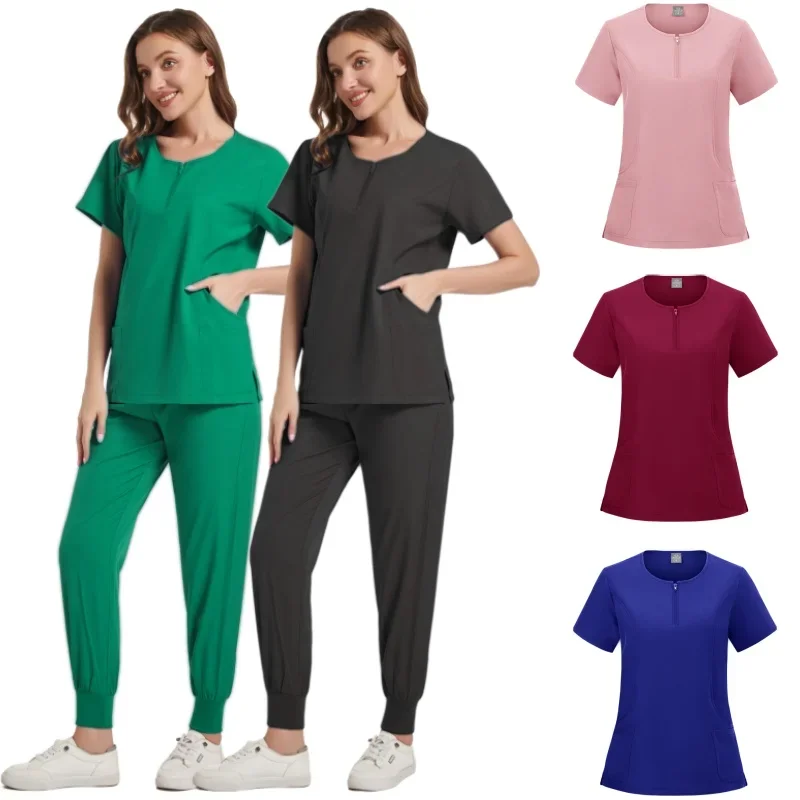 Uniformi chirurgiche Set Scrub donna infermiera medica salone di bellezza abbigliamento da lavoro Scrub clinici Top + pantalone Spa medico tuta tunica infermieristica