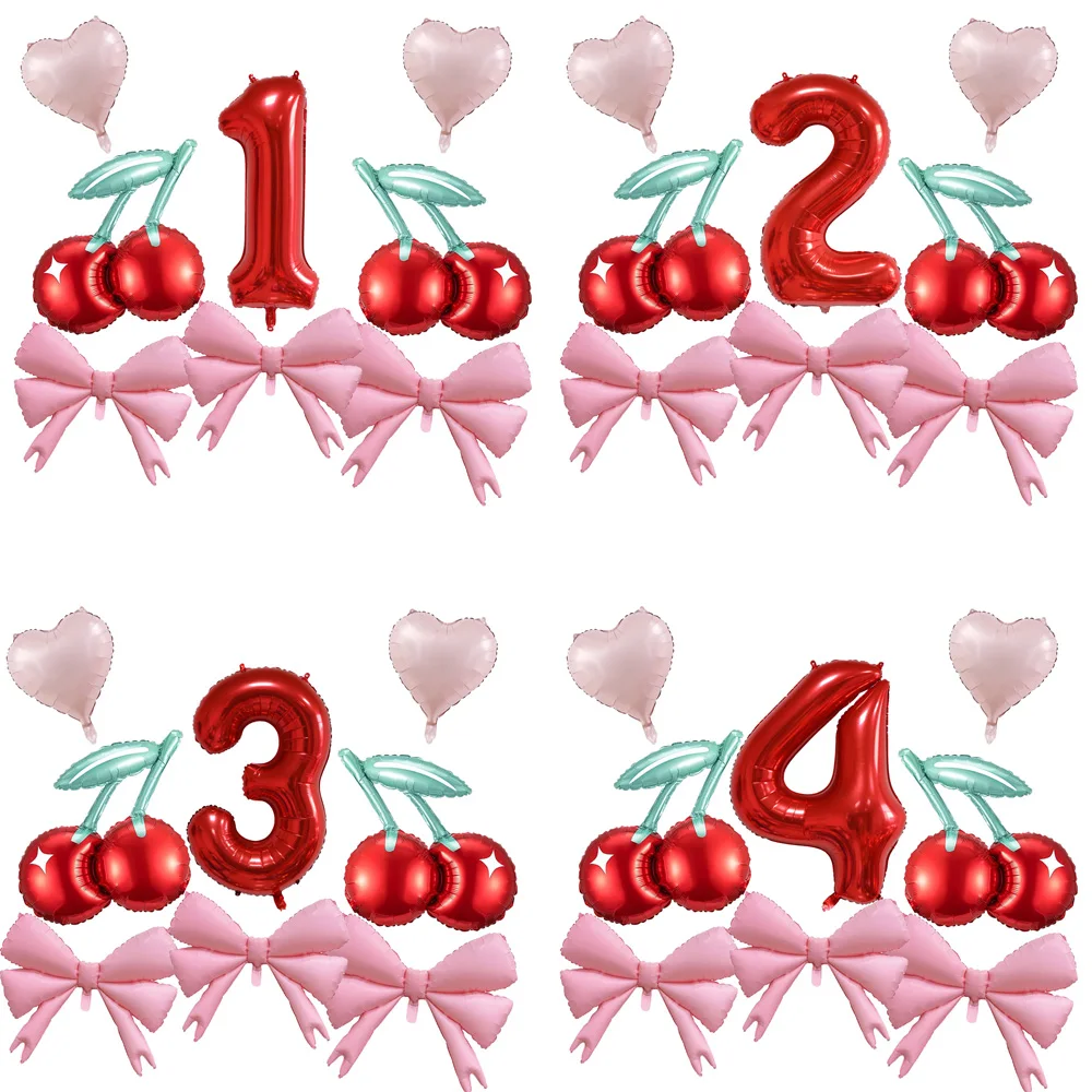 סט בלוני מספר עם פפיון ודובדבן