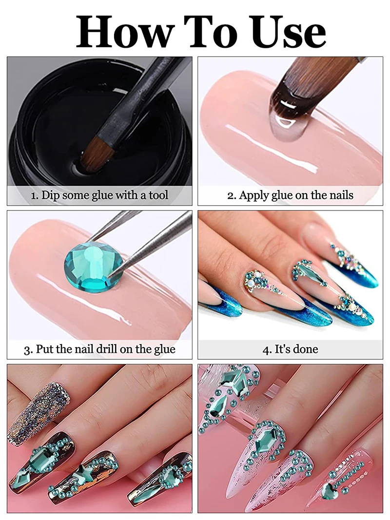 2800 teile/schachtel Luxus Strass Nail art Schmuck Set Glas Nagel Kristalle Box 3D Flache Glas Geformt Diamant Nägel Dekoration Edelstein – Detail 25