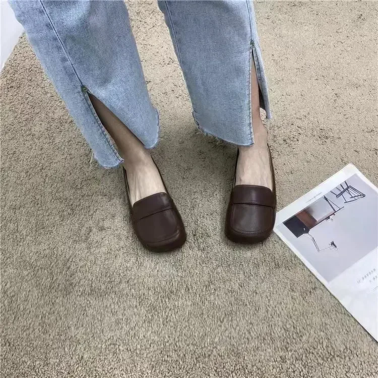 New Comfortable Soft Soled Women Solid Color Coat Flat Casual Shoes Fashion Simple Shallow Mouth Basic Style Single Shoes