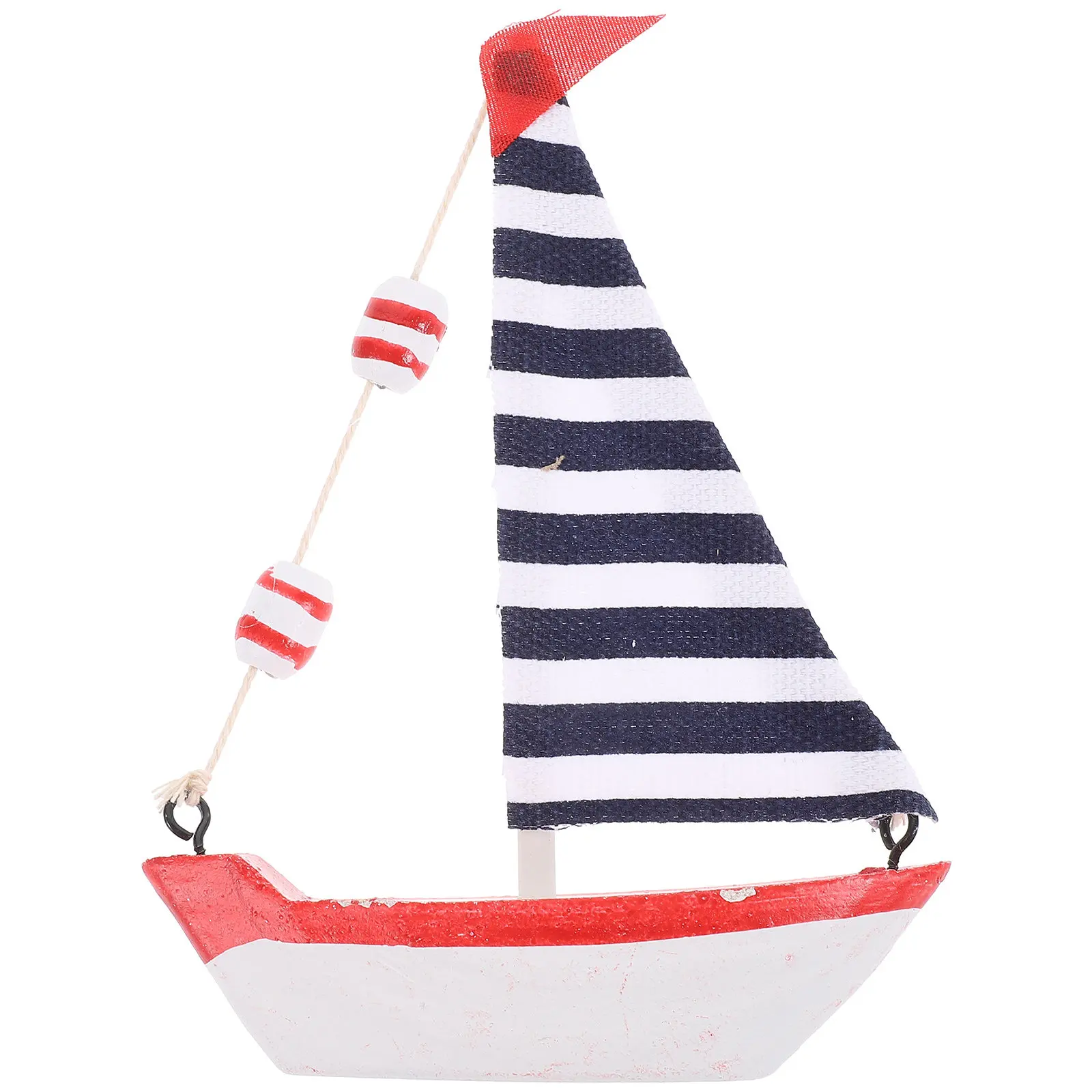 

Mediterranean Style Wooden Sailboat Decor Small Fresh Resin and Wood Craft for Desktop Dining Table Office Bedroom Living Room