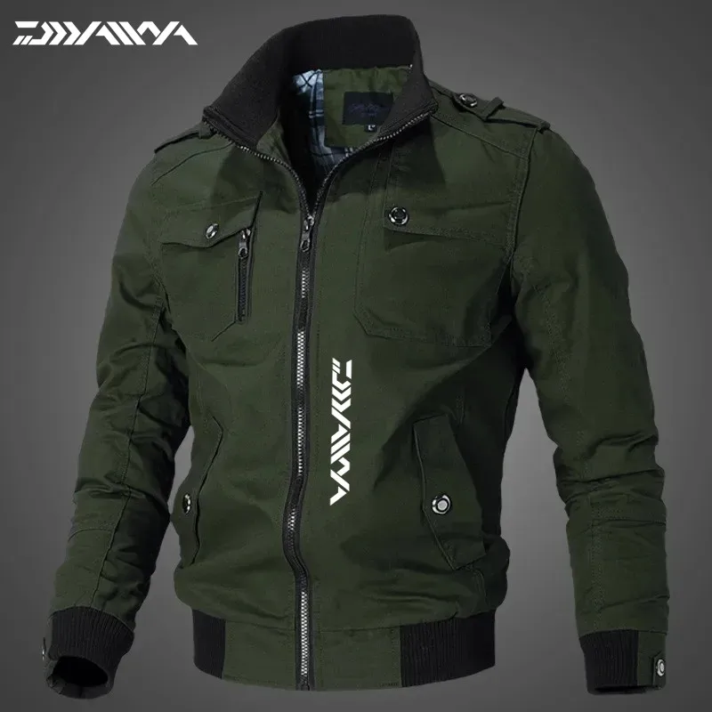 2024 Fishing Tactical Jackets Men Spring Autumn Winter Pilot Jackets Cotton Coat Fashion Casual Cargo Slim Fit Clothes Hiking