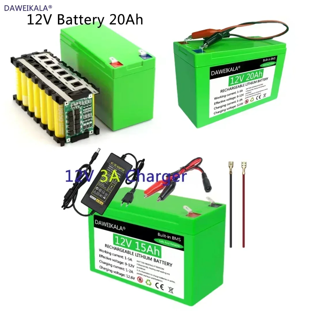 

New 12V20AH 18650 3S6P built-in high current 20A rechargeable lithium battery pack for electric vehicle spray battery+3A charger