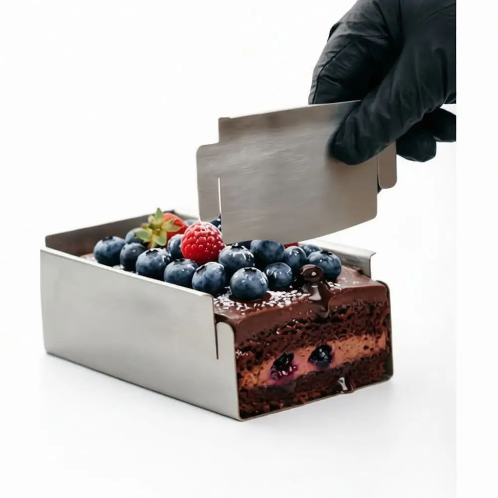 Stainless Steel Tiramisu Baking Mold Rectangular Cake Pan Tray Detachable Side Pastry Tool With Spatula Kitchen Accessories