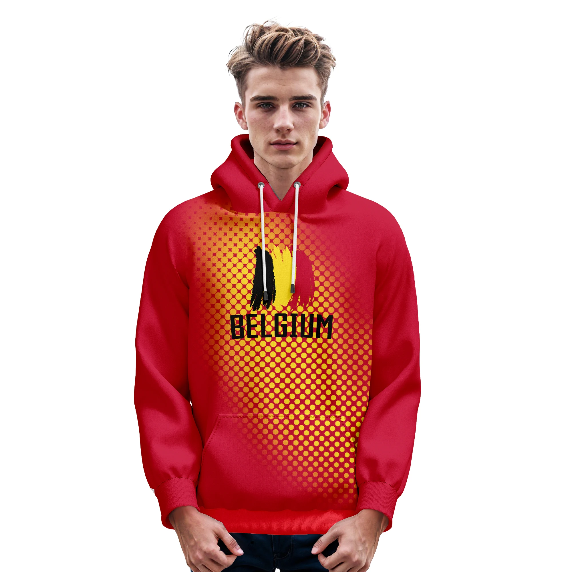 Custom Belgium Soccer Hoodie for Men Women Youth Red Football Sweatshirts Personalized Printed Name Number Pullover Fans Gift