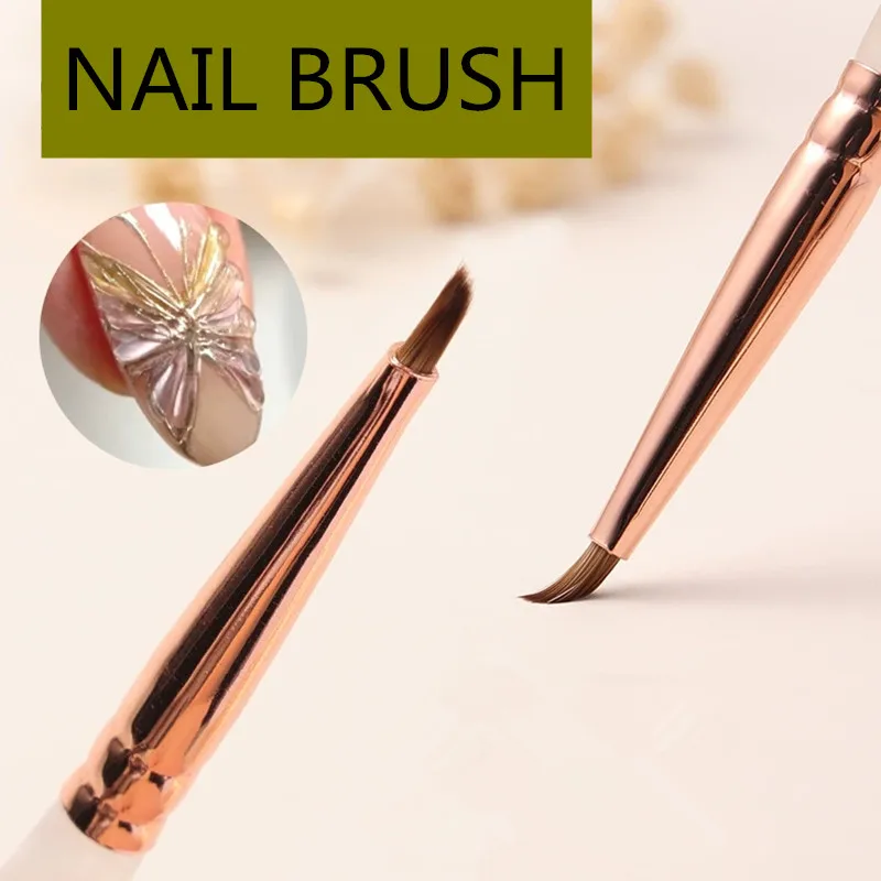 1/2 pçs acrílico triangular pétala escova de unhas linhas francesas listras grade flor pintura desenho penmanicure ferramentas