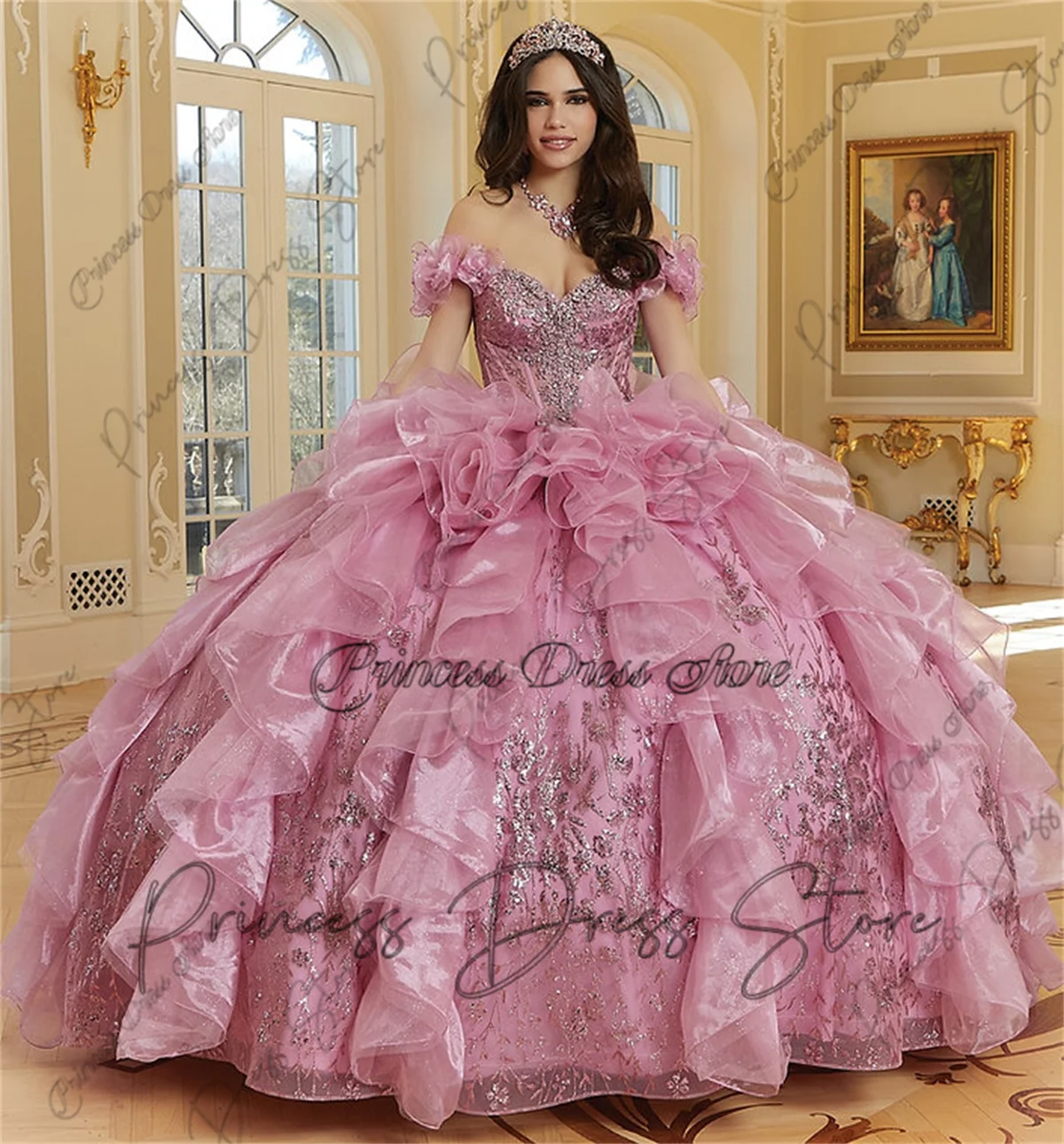 Robe De bal De luxe à fleurs 3D, robes De Quinceanera, avec des Appliques De perles et des volants, douce 16, personnalisées, 2025