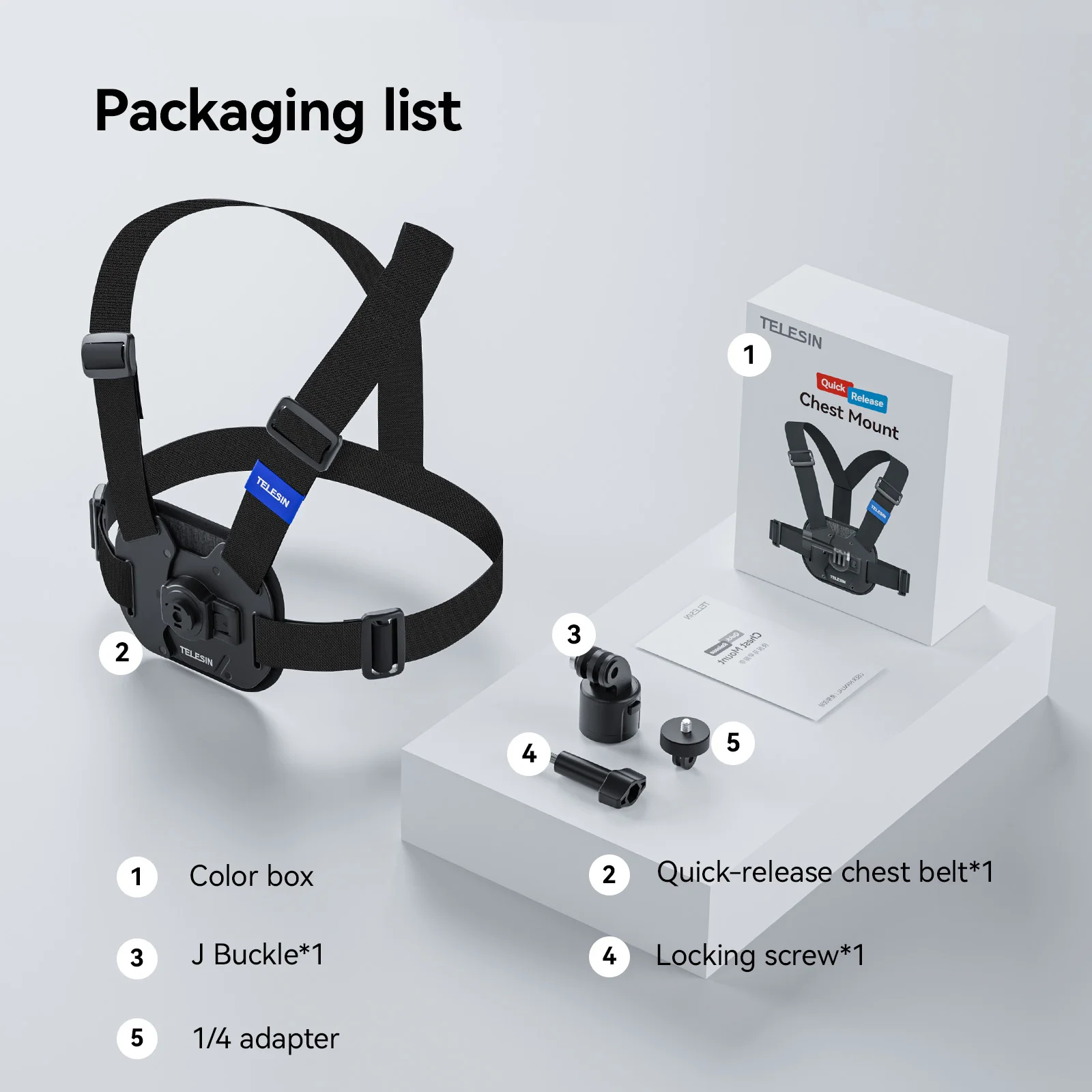 TELESIN Borstband Mount Vest Riem Mount voor GoPro Hero 13 12 11 10 9 8 7 6 5 Insta360 DJI Actie Camera Accessoires