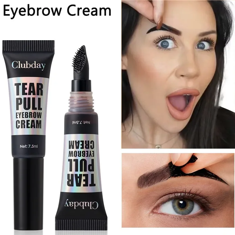 Peel-off Eyebrow Cream Gel With Teeth Head Natural Brow Tattoos Black Brown Tint Makeup Waterproof Lasting Eye Brow Enhancers