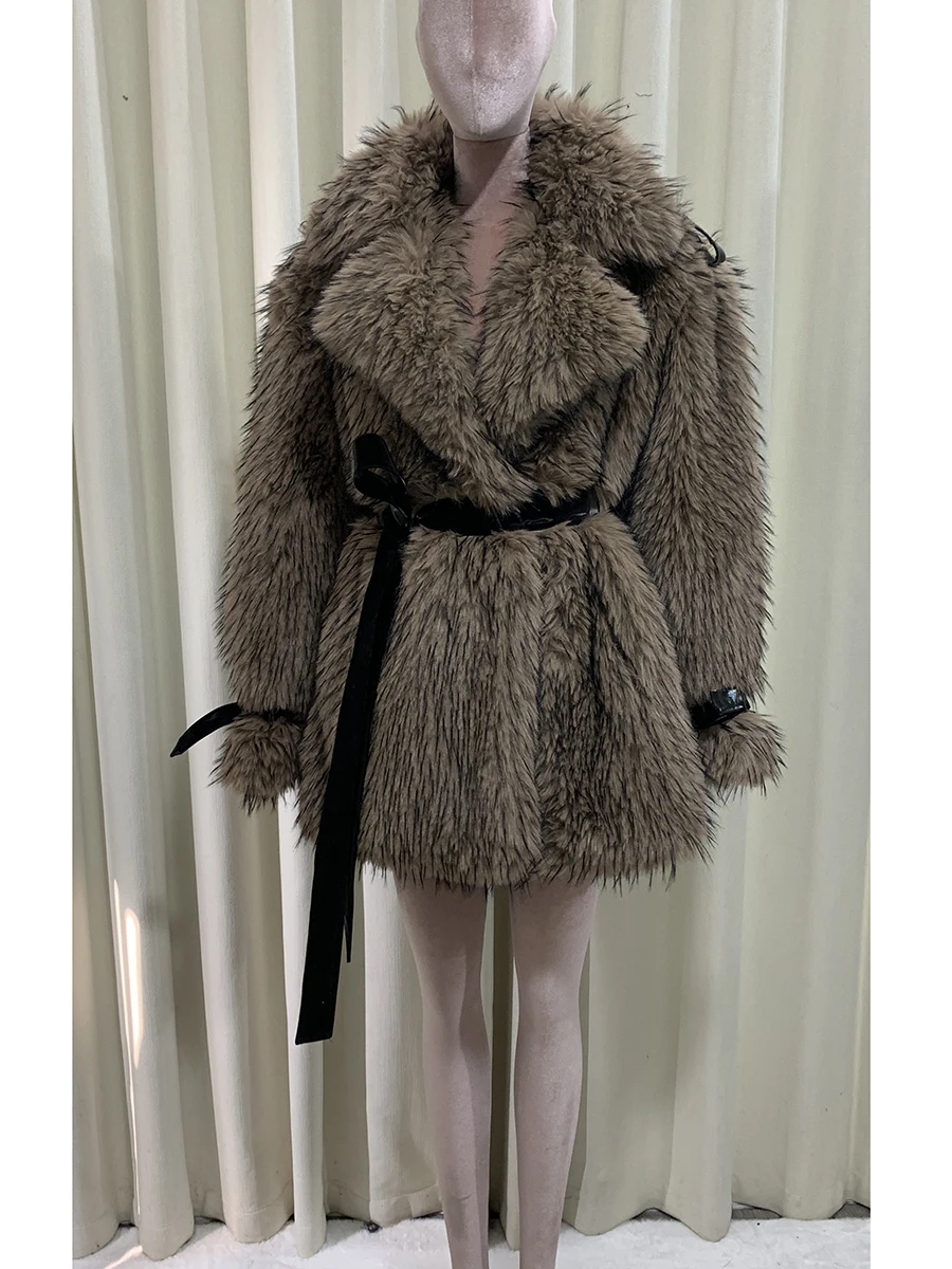 الخريف الشتاء المتضخم شعر أشعث سميكة الدافئة لينة فو الثعلب معطف الفرو النساء الفاخرة مصمم الملابس موضة رقيق سترة 2025 #3