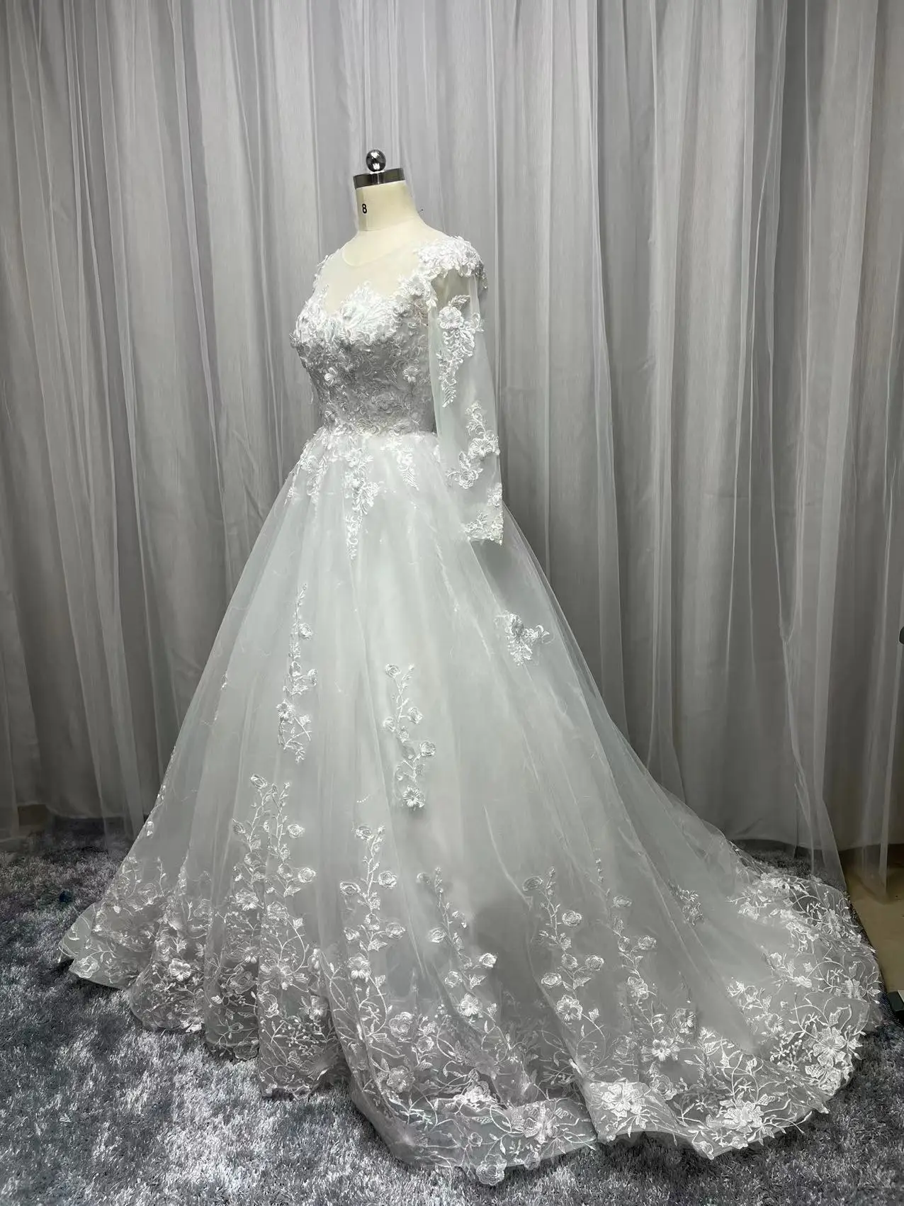 MYYBLE Real Photo Wedding Dress 2023 CustomizedPlus Size Flower Wedding Dresses Long Sleeves Bridal Lace Up Dresses Ball Gowns