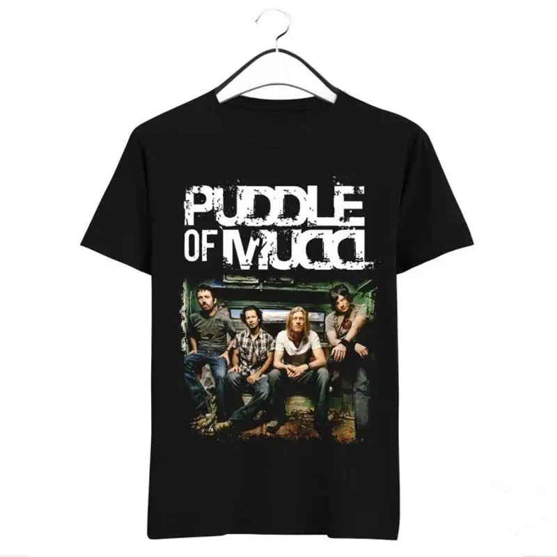 Camiseta negra de algodón para hombre, miembros de la banda Puddle Mudd, Vtg, TR316