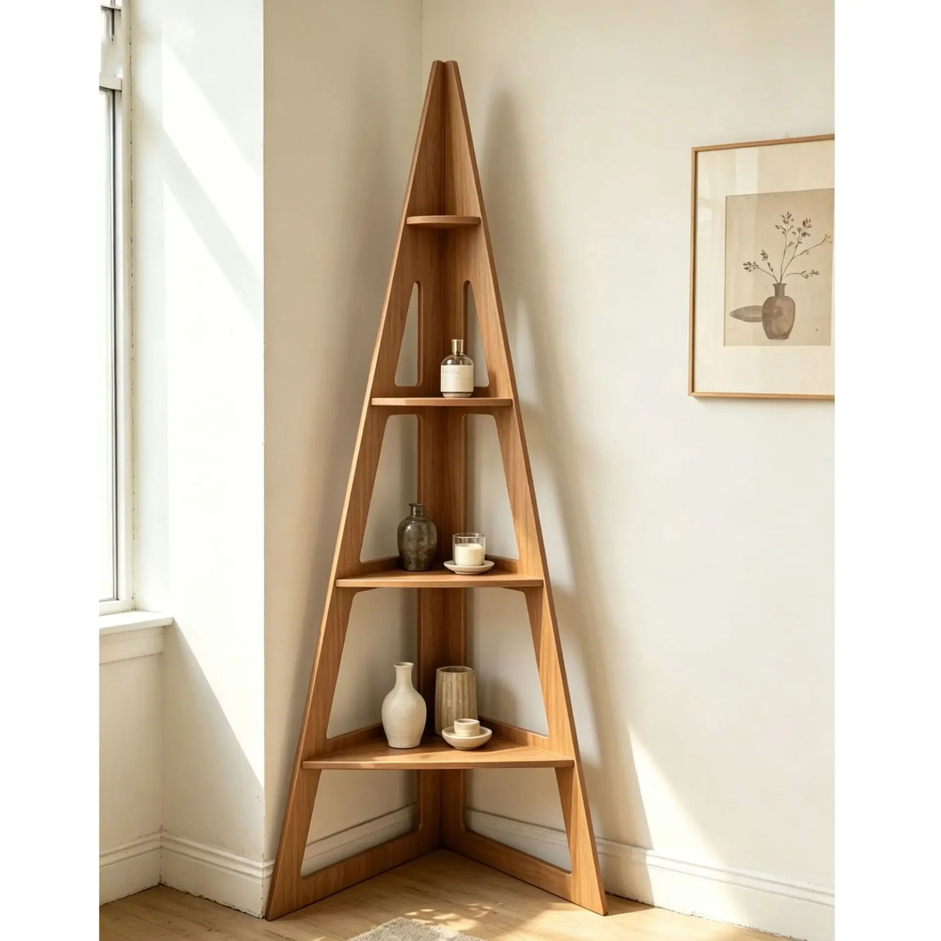 HYS new Chinese bookshelf Solid wood cherry bookshelf, corner shelf, living room corner storage rack