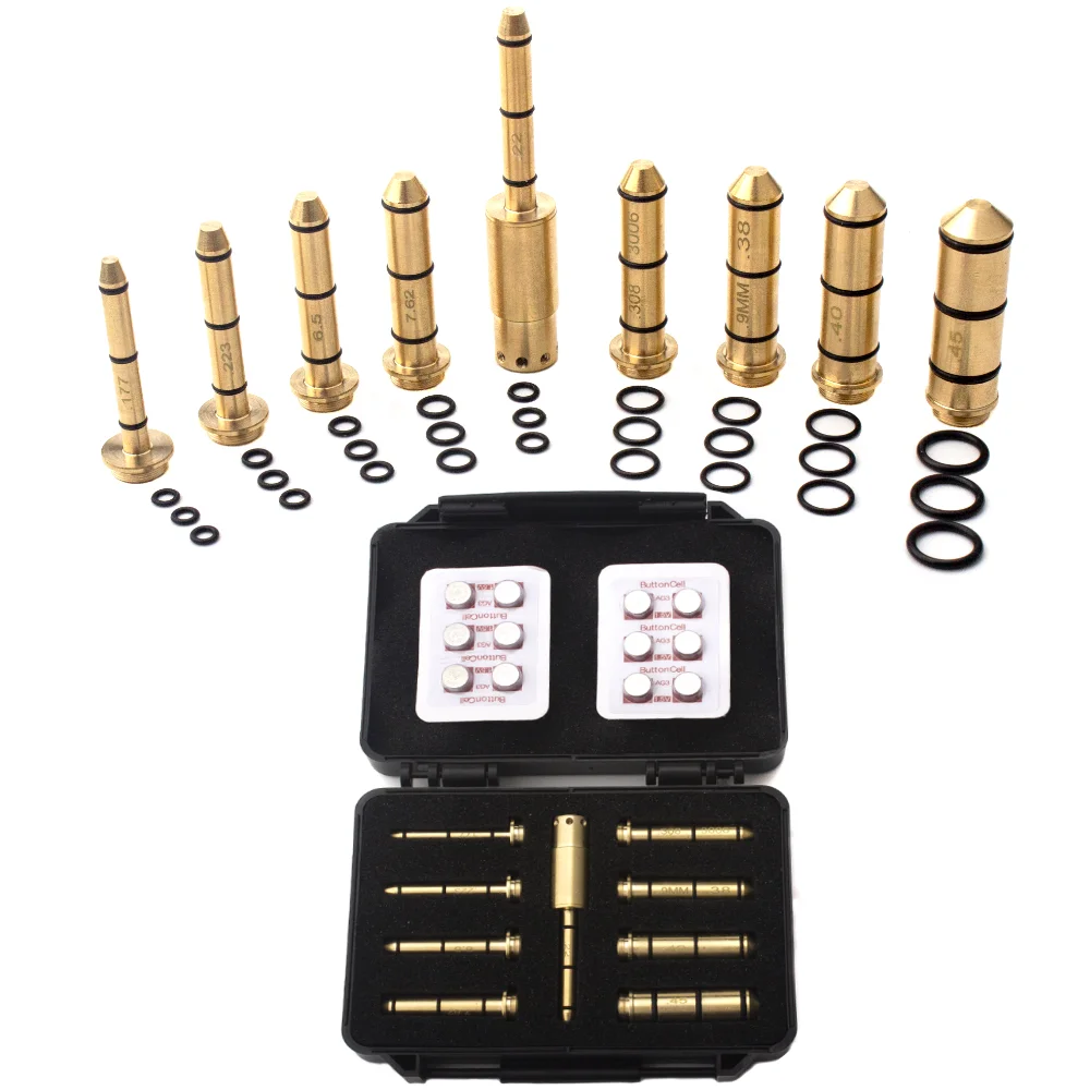 

Tactical Laser Boresighter Kit .22LR/.177/ 9MM .38/ 6.5MM/223/308 3006/7.62/.45/.40 for Pistol Rifle Laser Collimator