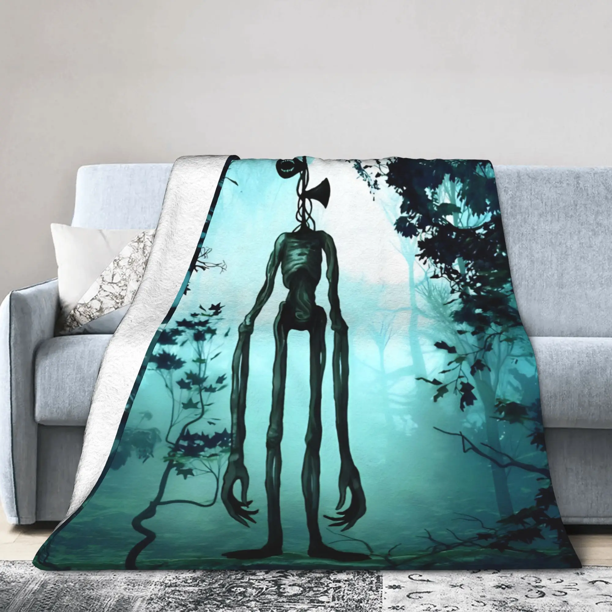 Siren Head Horror Blankets  Flannel Throw Blankets Bedroom Sofa Decoration Lightweight Bedspread