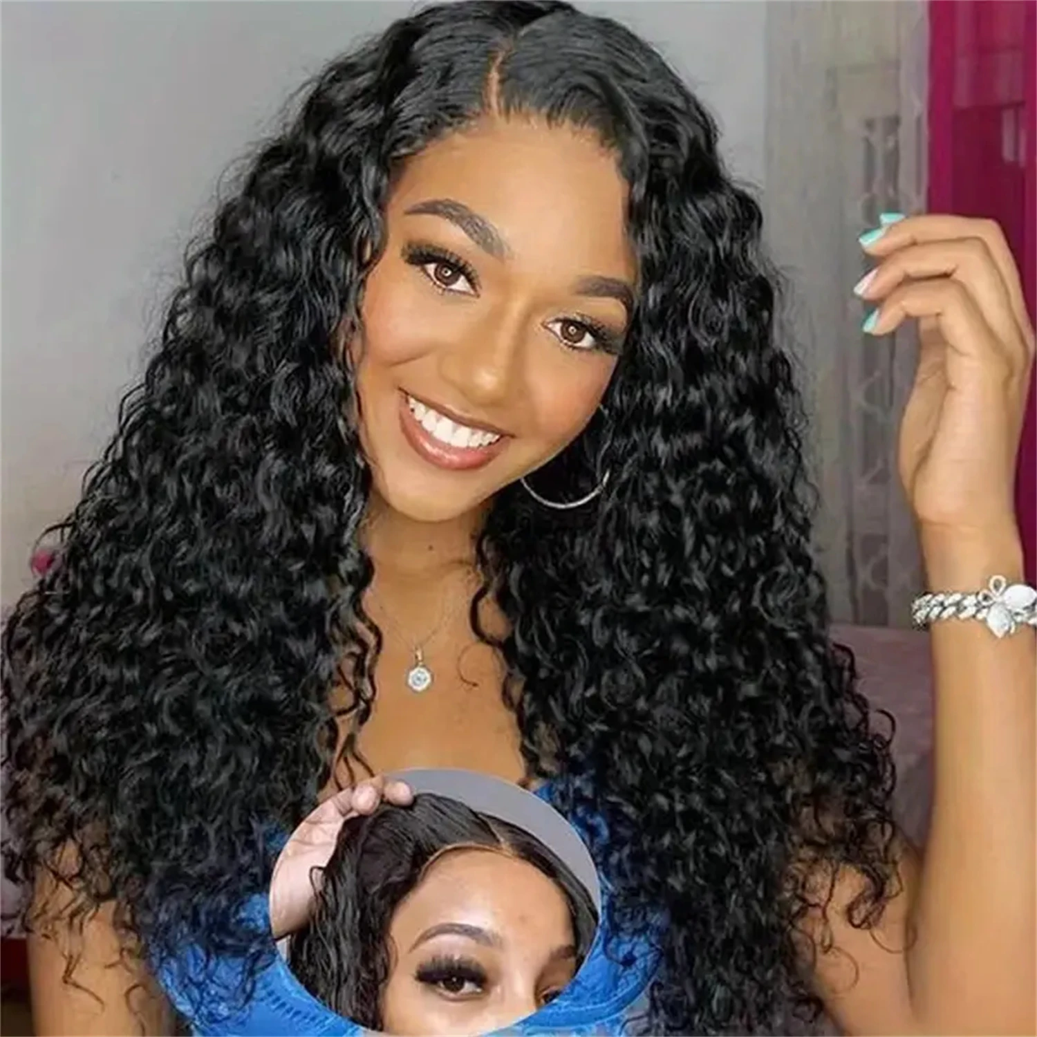 Perruque Lace Front Wig naturelle ondulée, cheveux bouclés, 13x4, 13x6, pour femmes africaines