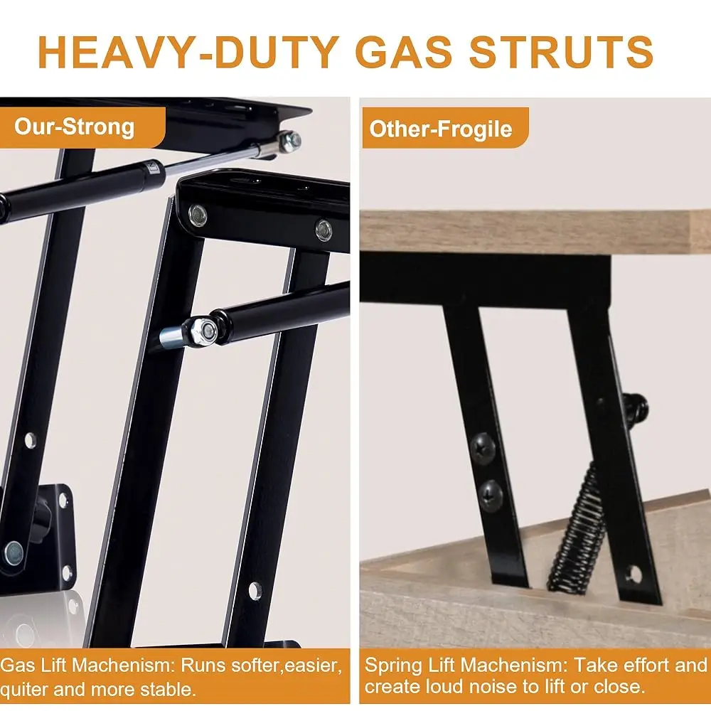 35.43”Round Lift-Top Coffee Table Large Storage With Hidden Compartment Round Coffee Table 2-Tier Farmhouse Style Living Room