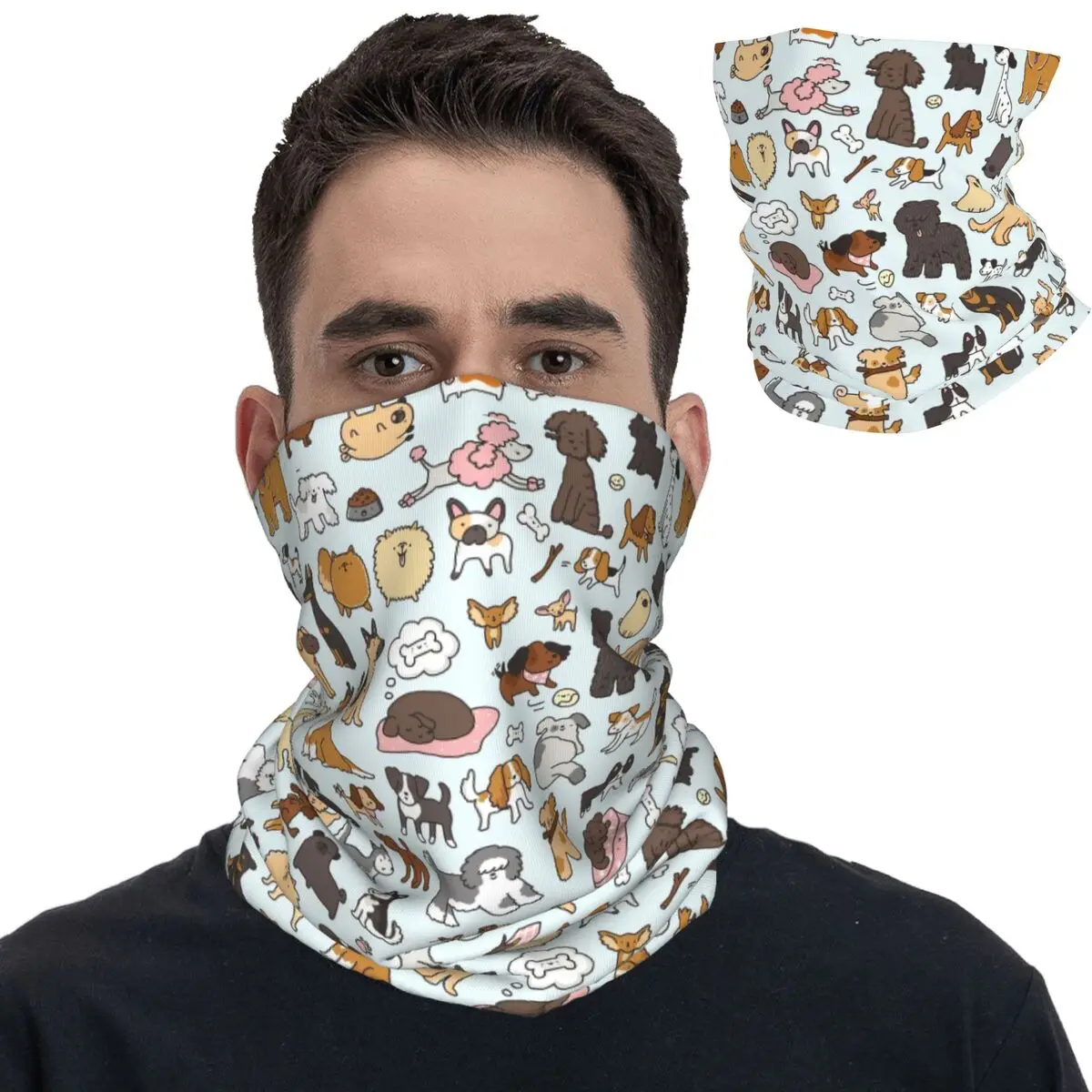 Leuke Cartoon Honden Bandana Nek Gaiter Bedrukt Huisdier Bivakmutsen Masker Sjaal Multifunctionele Hoofddeksels Voor Mannen Vrouwen Volwassen Wasbaar