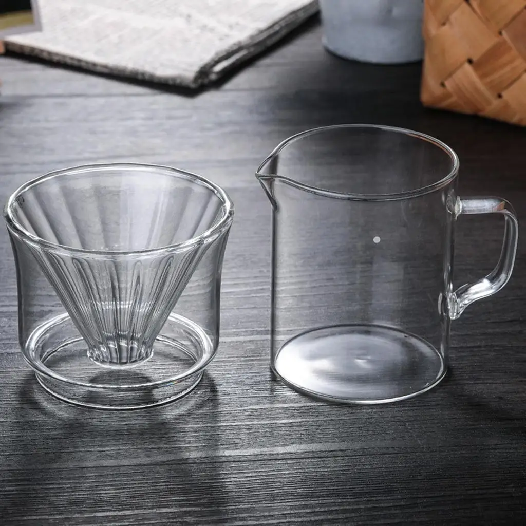 400ml Pour Over Coffee Maker Simple Coffee Filter Glass Dripper Cup Removable Coffee Mug Share Pot High Temperature Resistance