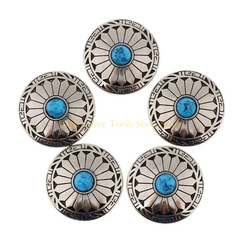 QX2E 5 PCS 25MM أزرار زهرة مستديرة الأزرار الزواج الزواج من الجلد