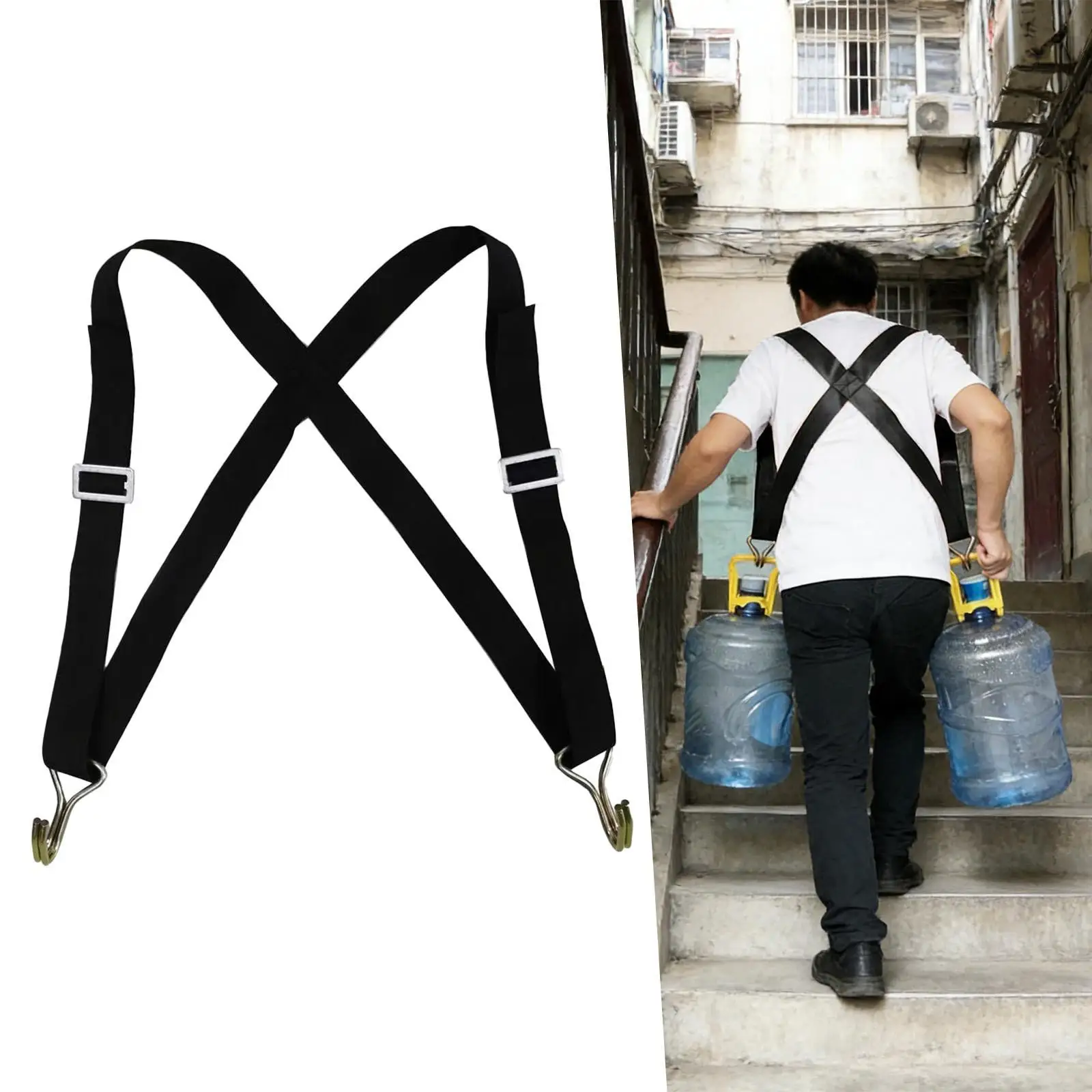 Quick Closing Adjustable Cable Strap Heavy Duty Lifting for Drinking Water Bottle Gallon Bucket Lifter Household Load Moving