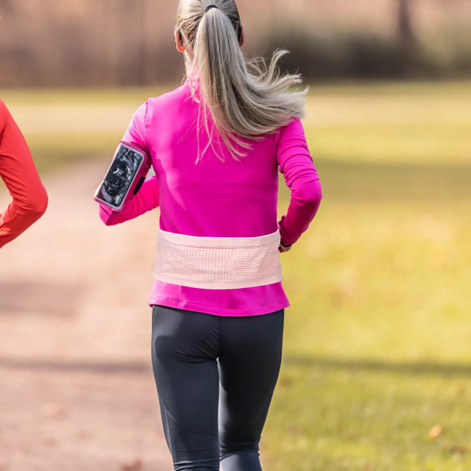 Pink L Size Running Belt Fanny Pack Breathable Mesh Phone Wallet Keys Holder for Outdoor Sports Gym Travel Running Belt