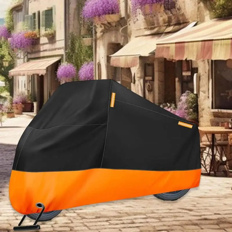 

Motorcycle Cover Lightweight Motorcycle Dust Cover with Reflective Strips All Season Waterproof UV Protective Scooter Rain Cover