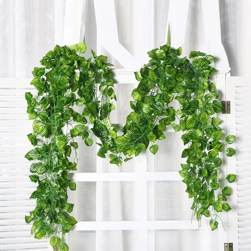 Cheap Artificial Hanging Plants Vine Leaves Green Festival Garland Outdoor Home Wedding Party Scrapbooking Diy Garden Decoration