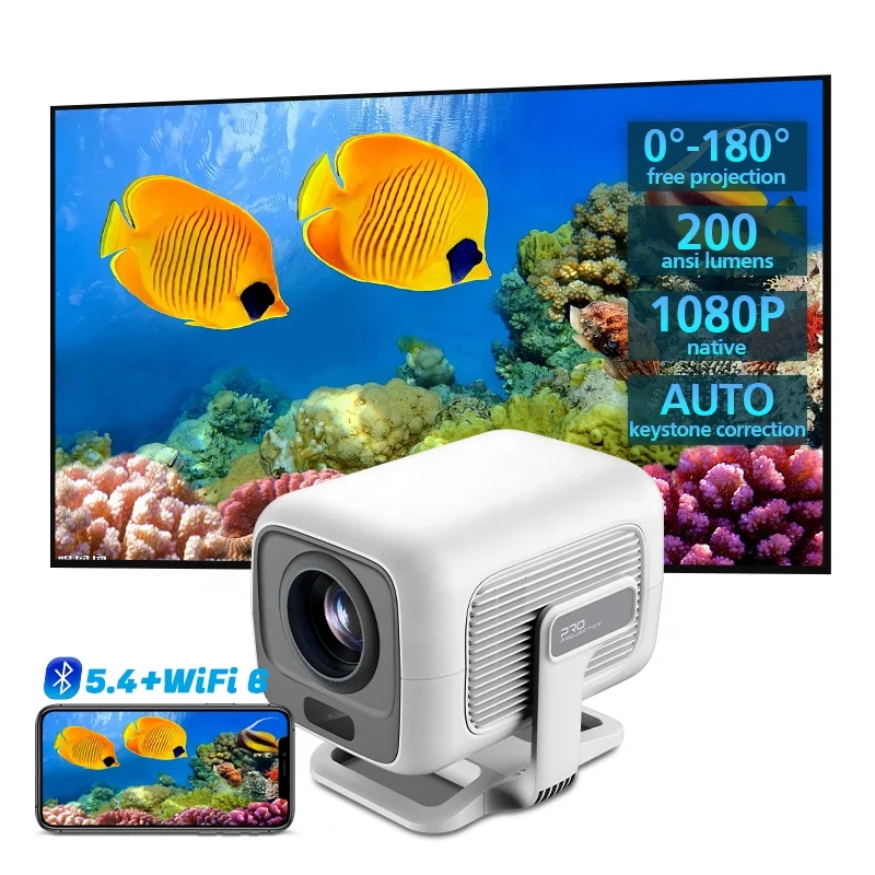 

Mini Handheld 1080P Support 4K Full HD Smart Auto Focus Keystone Android 11 Portable WiFi 6 BT Laptop Movie Projector