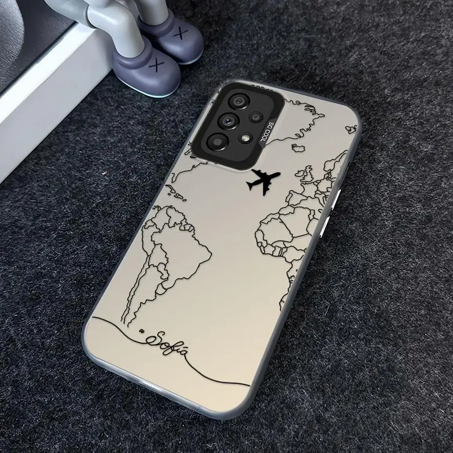 Line Airplane Topographic Map Case for Samsung Galaxy A14 A56 A13 A32 A36 A25 A73 A16 A34 A54 A12 A72 A23 A71 A17 A52 Phone