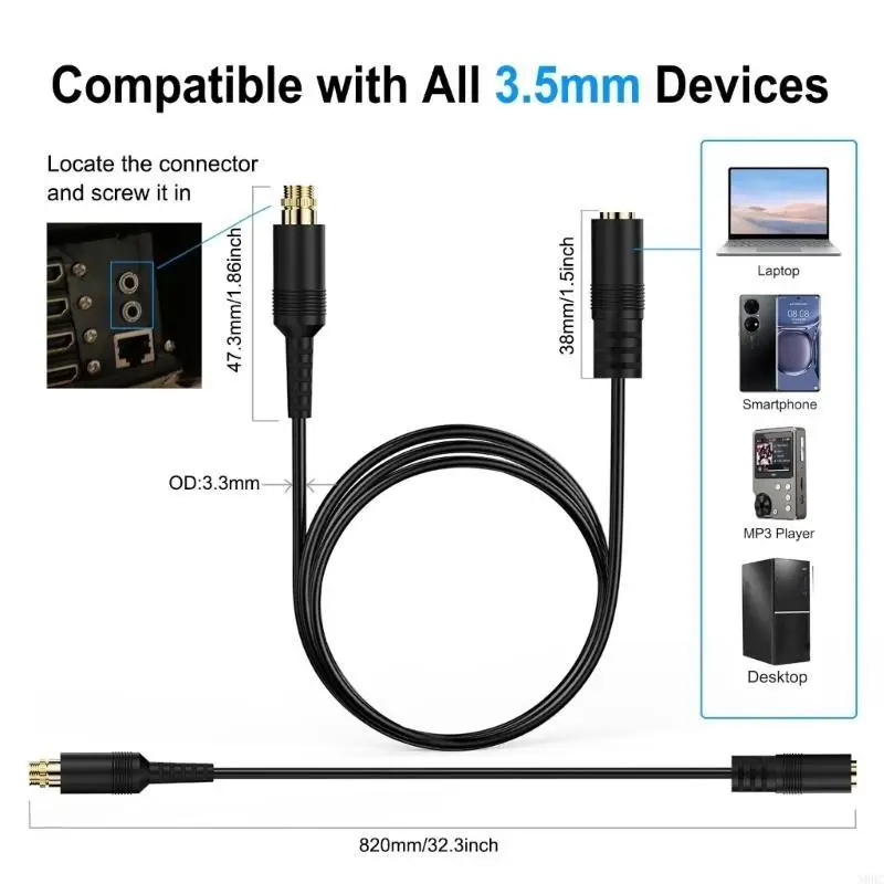 3.5mm Mono Audios Cable 1/8inch Audios Plugs Cord Reliable Transmission N0HC