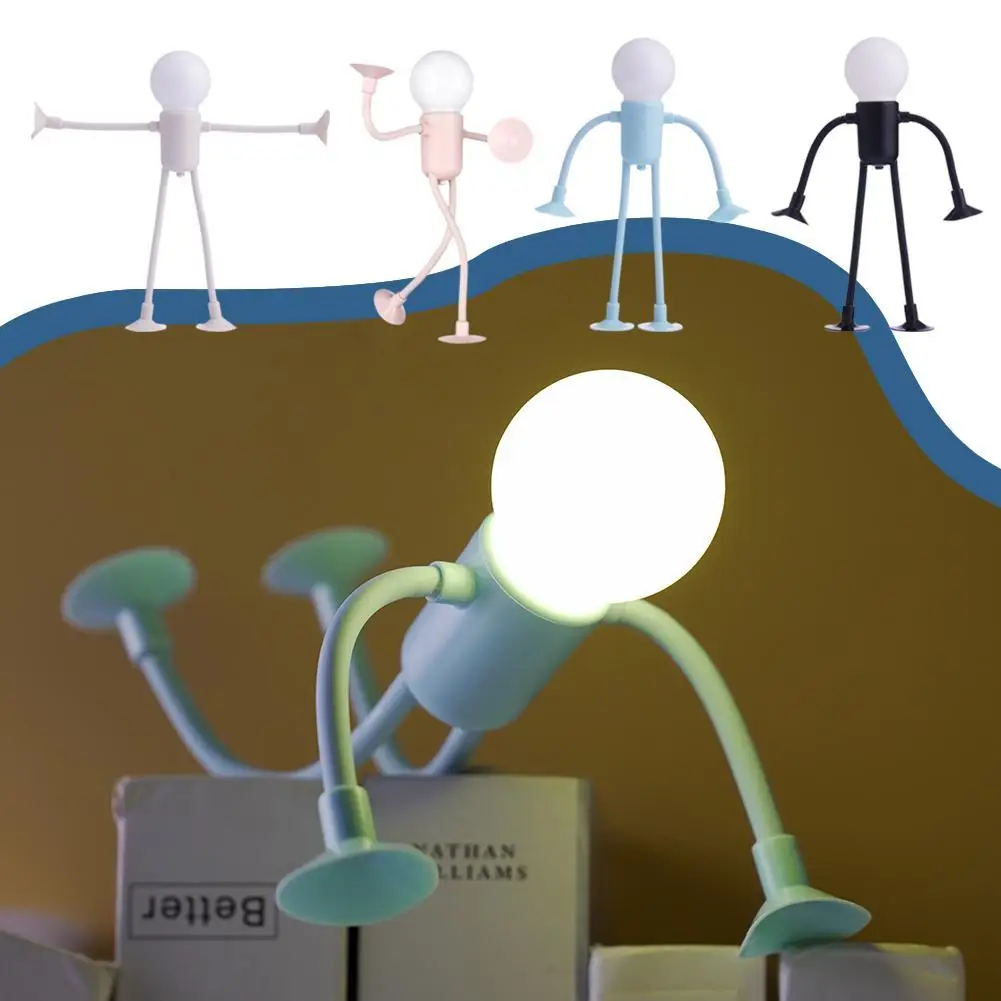 

Сменная форма, забавный ночник спортсмена, присоска, гибкий мини-декоративный ночник, подходит для спальни, ванной комнаты