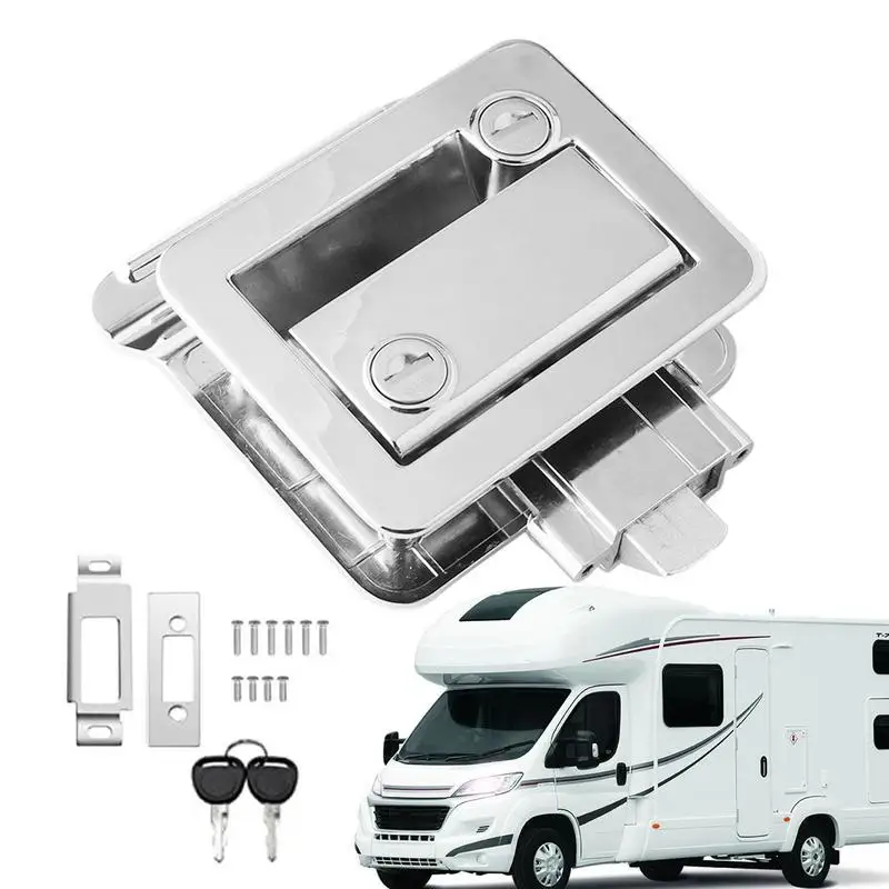 

Camper Door Lock Camper Door Handle Latch With Built-in Deadbolt Anti-theft Deadbolt Camping Supplies Portable Access Control